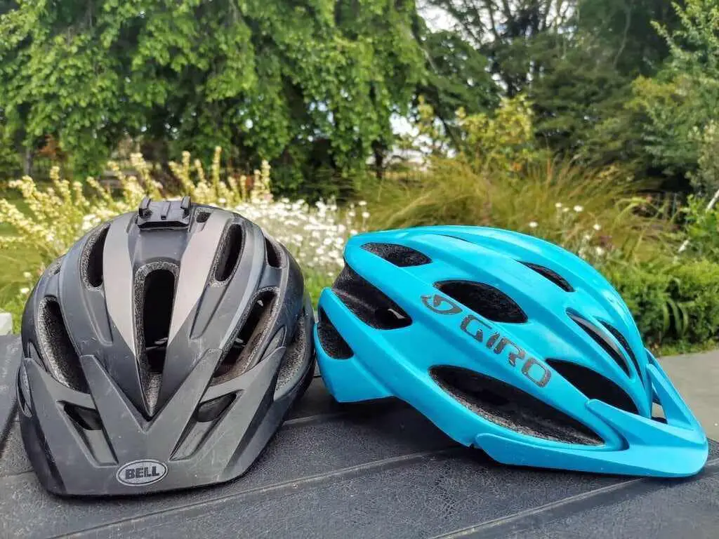Two very clean mountain bike helmets