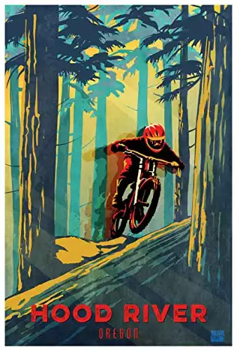 Hood River Oregon Forest Racer Illustration